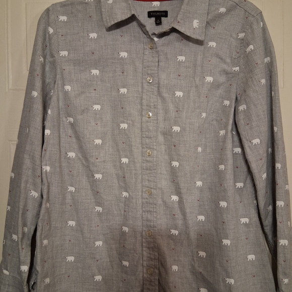 Talbots Tops - Talbots Gray Shirt with Bear Print